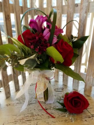 Prom Pixi -Modern Ruby - hand held and boutonniere
