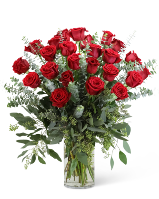 Red Roses with Eucalyptus Foliage (24)