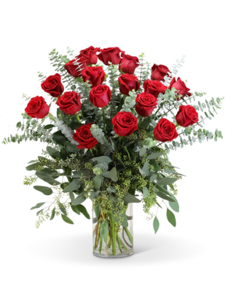 Red Roses with Eucalyptus Foliage (18)