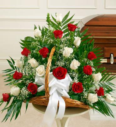 Sincerest Sympathies Fireside Basket-Red &amp; White