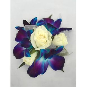 Modern Blue Ice Corsage